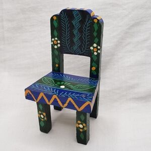 Handcrafted Oaxaca Mexico Mini Painted Chair